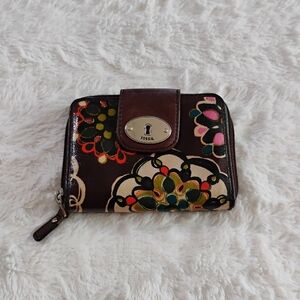 Fossil Key-Per Floral Print Trifold Wallet